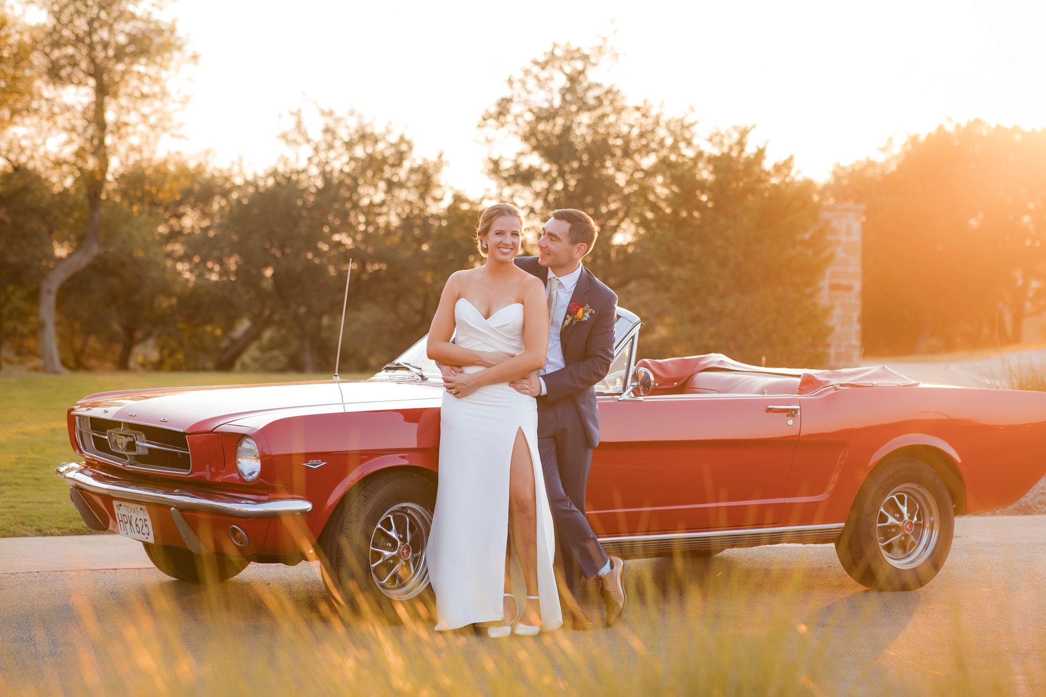 Couple at sunset in Austin TX after their wedding