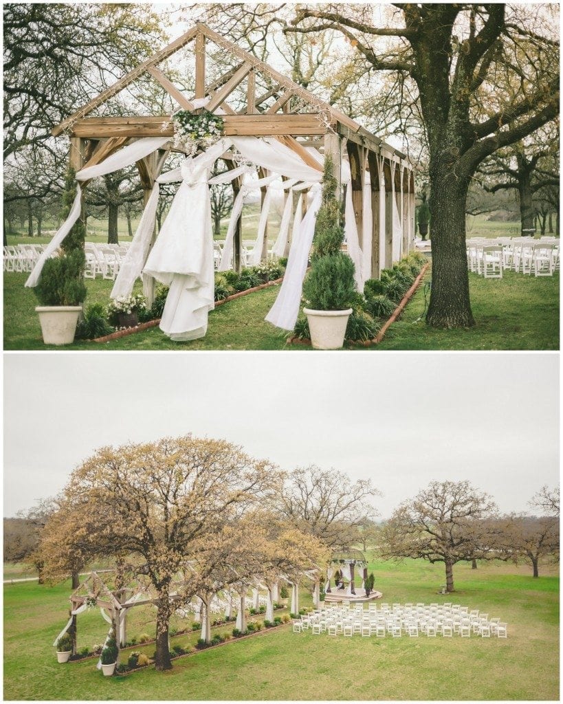 Ceremony site at Modeana Ranch in Burleson, Tx. 