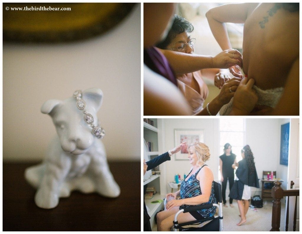 Bride putting make-up on at Park Winters.