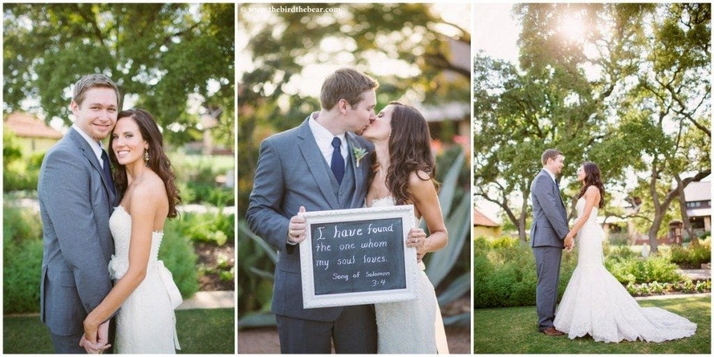 Bride and groom after their wedding ceremony at Camp Lucy.