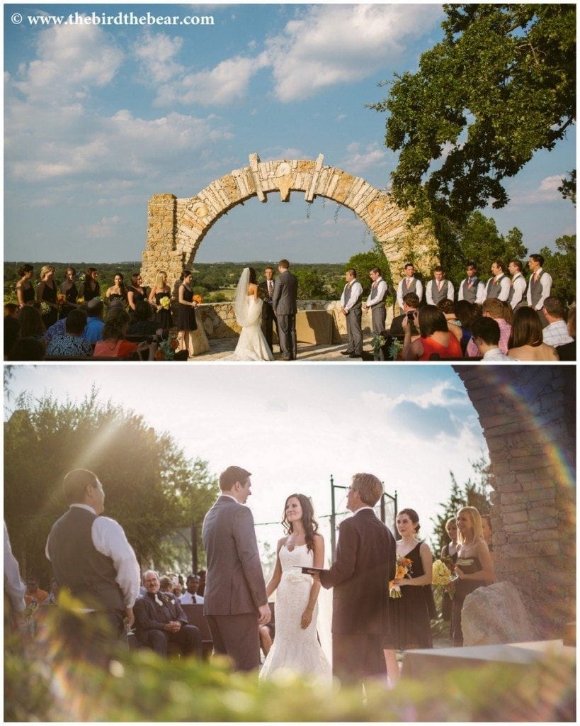 Wedding ceremony at Camp Lucy in Dripping Springs.