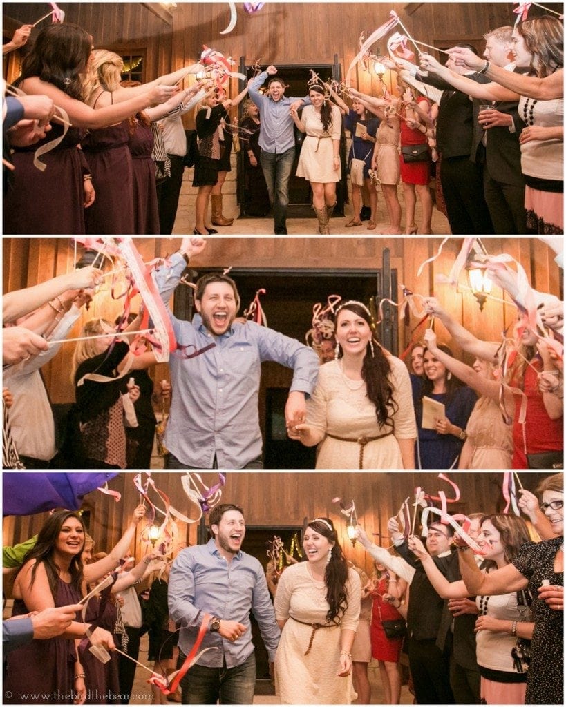 The grand exit from Gabriel Springs wedding venue.