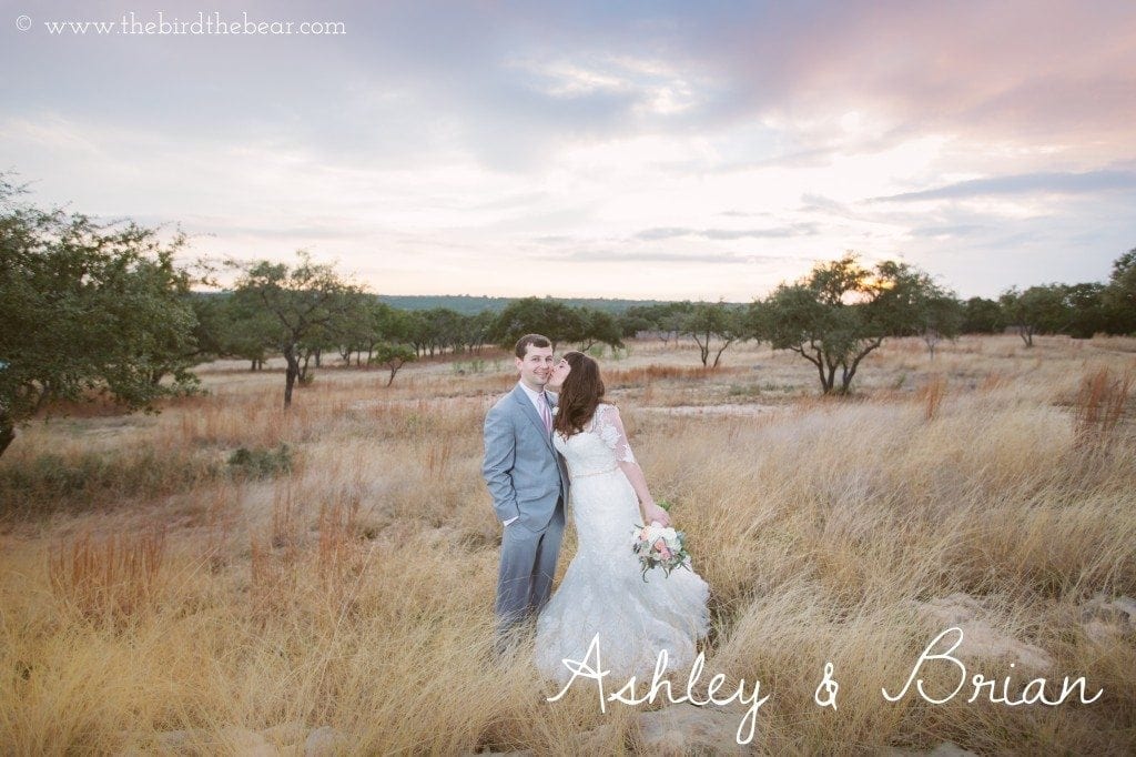 Bride and groom at sunset at the Heritage House in Dripping Springs, TX.