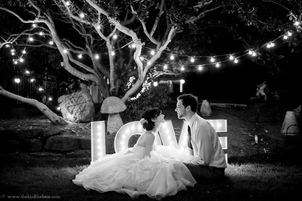 love marquee letters at a wedding reception