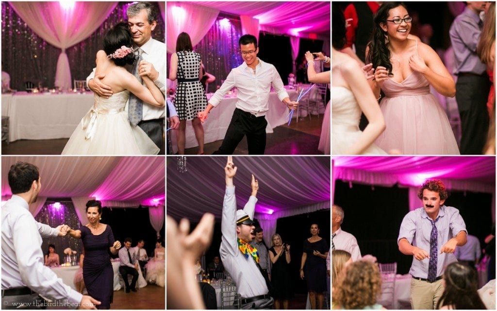 pink uplighting at wedding reception