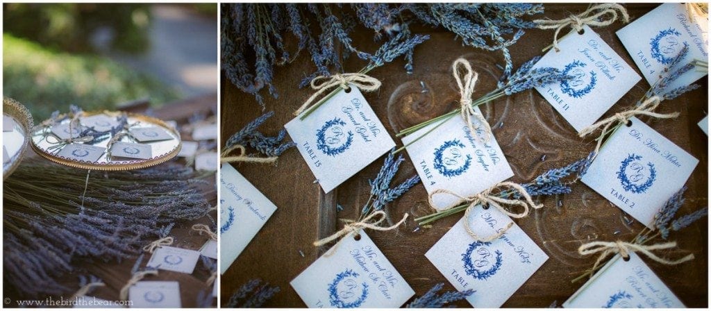 Lavender escort cards for wedding