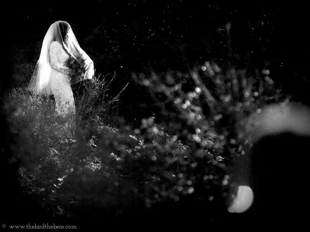 Bride walks down the aisle during her wedding ceremony at Moss Mountain Farm in Little Rock.