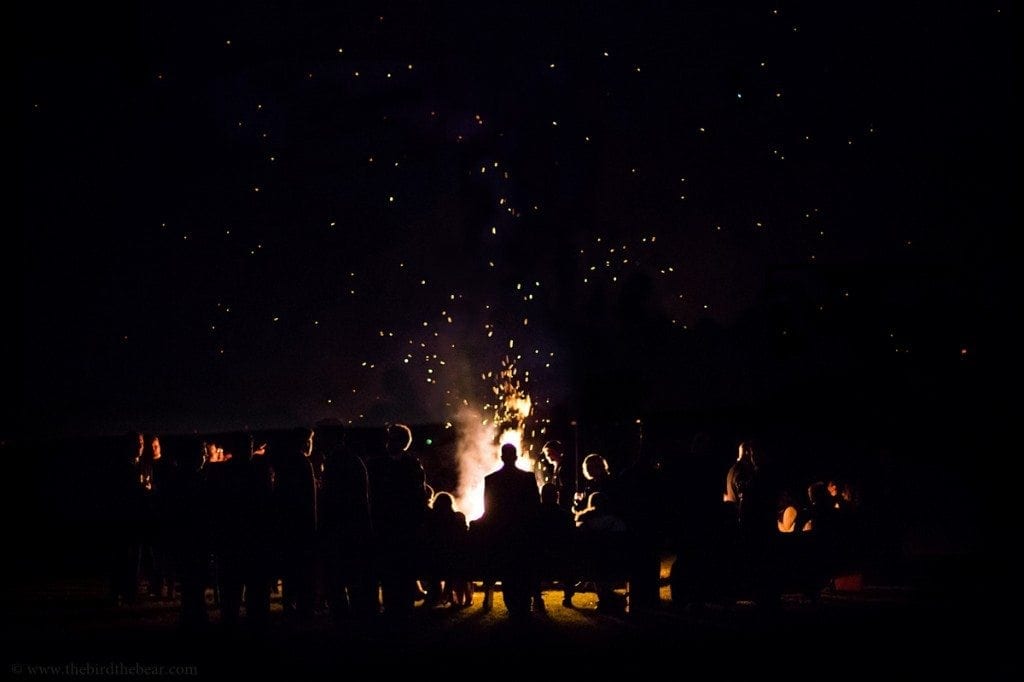 epic bonfire at wedding reception