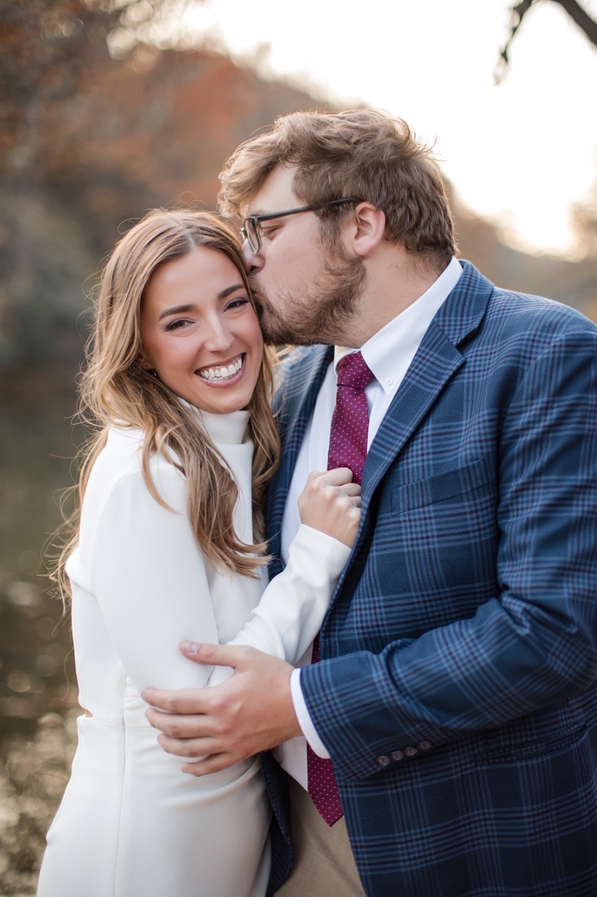S and A getting ready for their winter wedding at Barr Mansion in Austin.