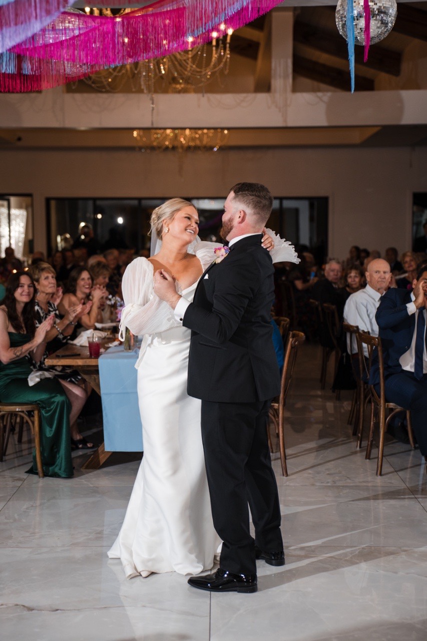 Garter toss tradition at Cora and Cameron's The Videre Estate