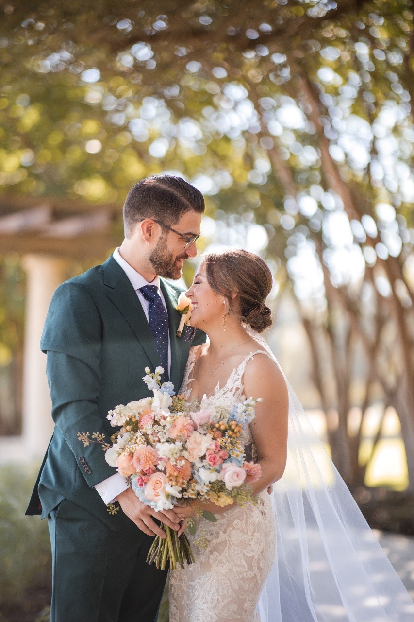 Couple's first moment together at Garey House Georgetown wedding venue