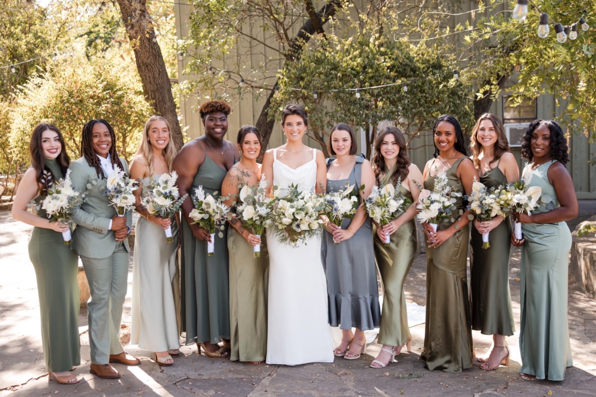 Emotional first look between bride and groom at Balcones Springs wedding venue