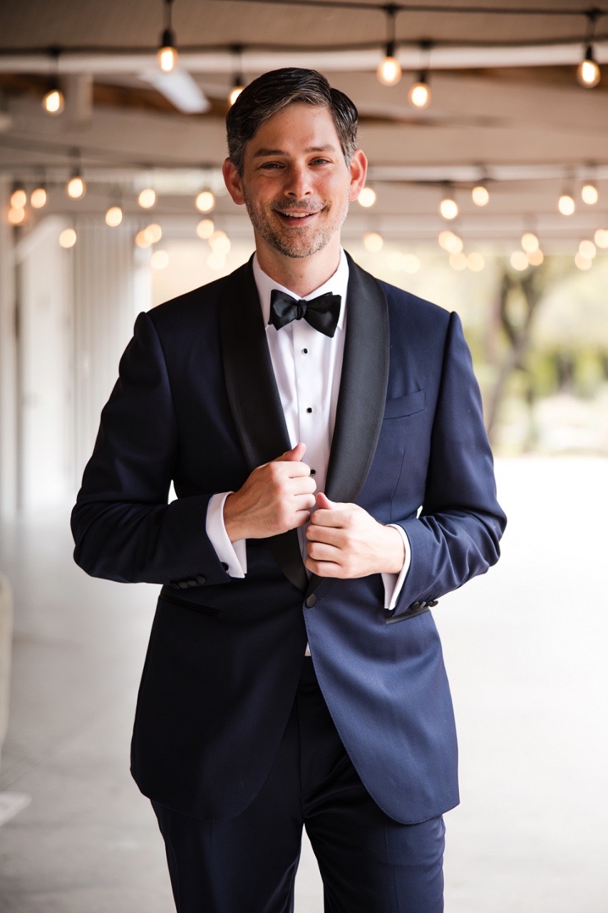 Groom J seeing his bride K for the first time at Addison Grove