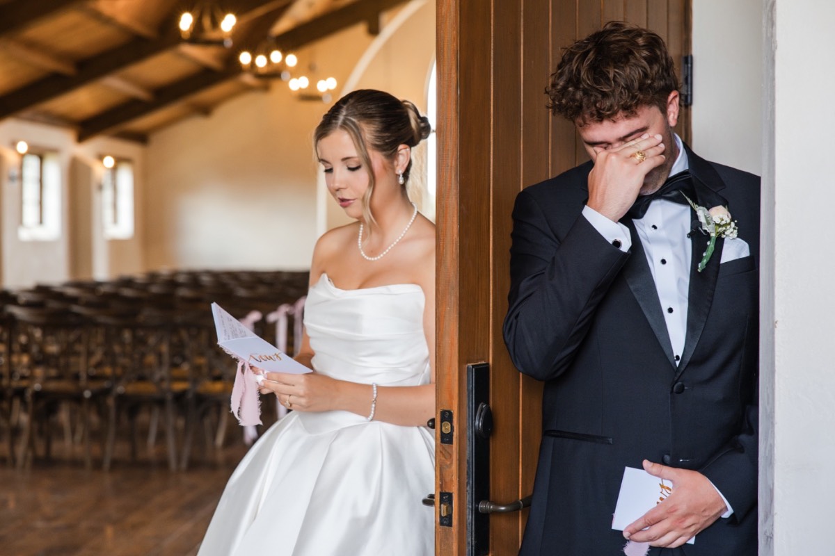 Officiant pronouncing P and B as married couple at Hidden River Ranch