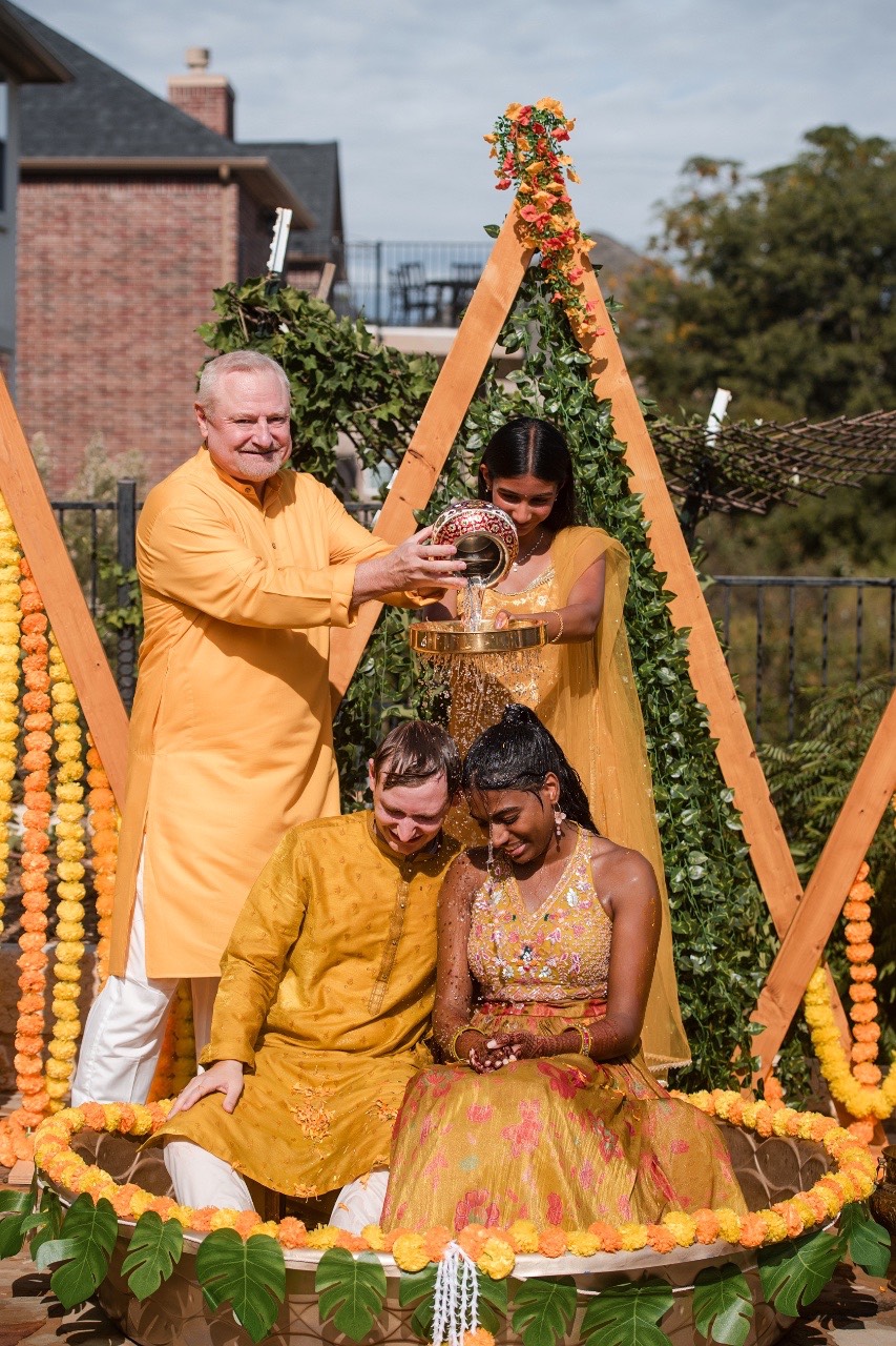 Romantic first look between Sreya and Colton photographed by wedding videographer