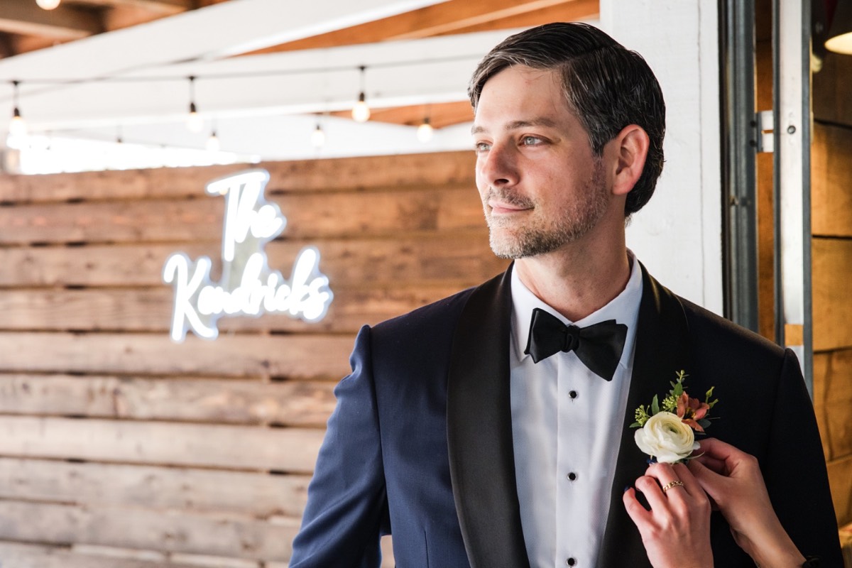 K walking down the aisle at The Addison Grove Austin wedding ceremony