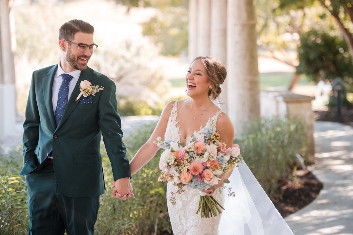 Couple exchanging vows at historic Garey House in Georgetown Texas
