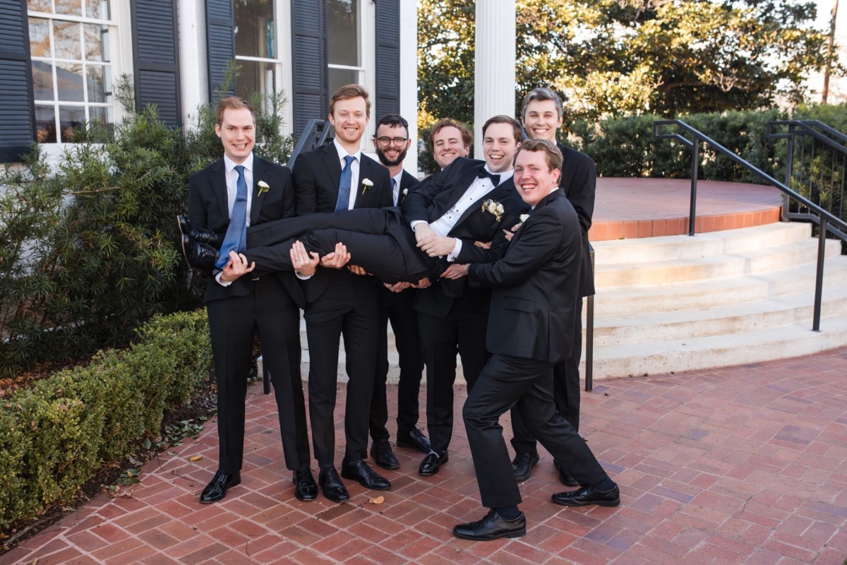 Couple's reaction during first look at Woodbine Mansion wedding venue