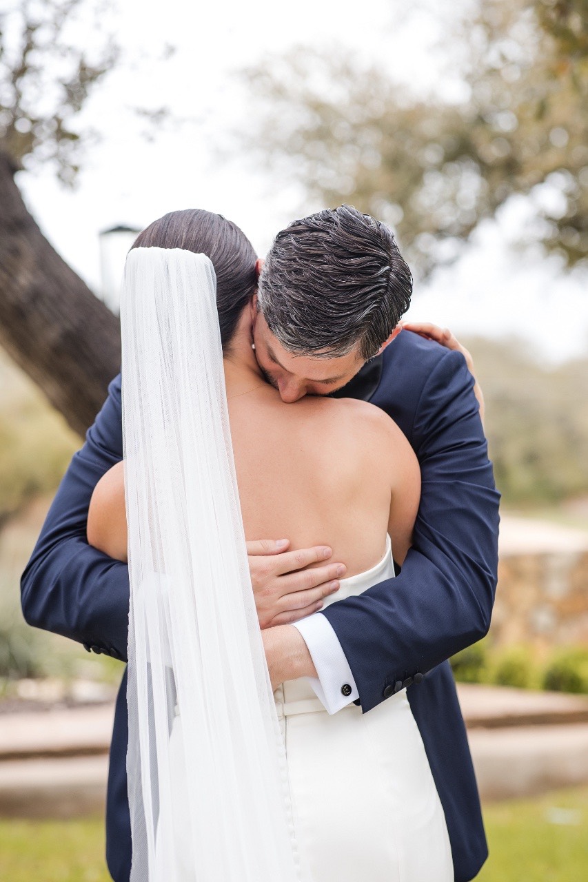 Bride K and groom J at the altar of The Addison Grove Austin