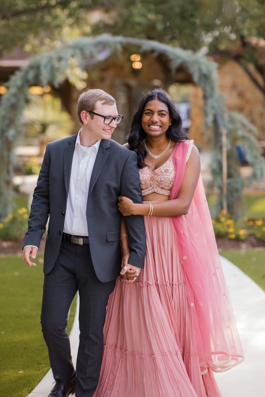Bride Sreya in wedding dress preparation with Southern Sparkle Events floral details