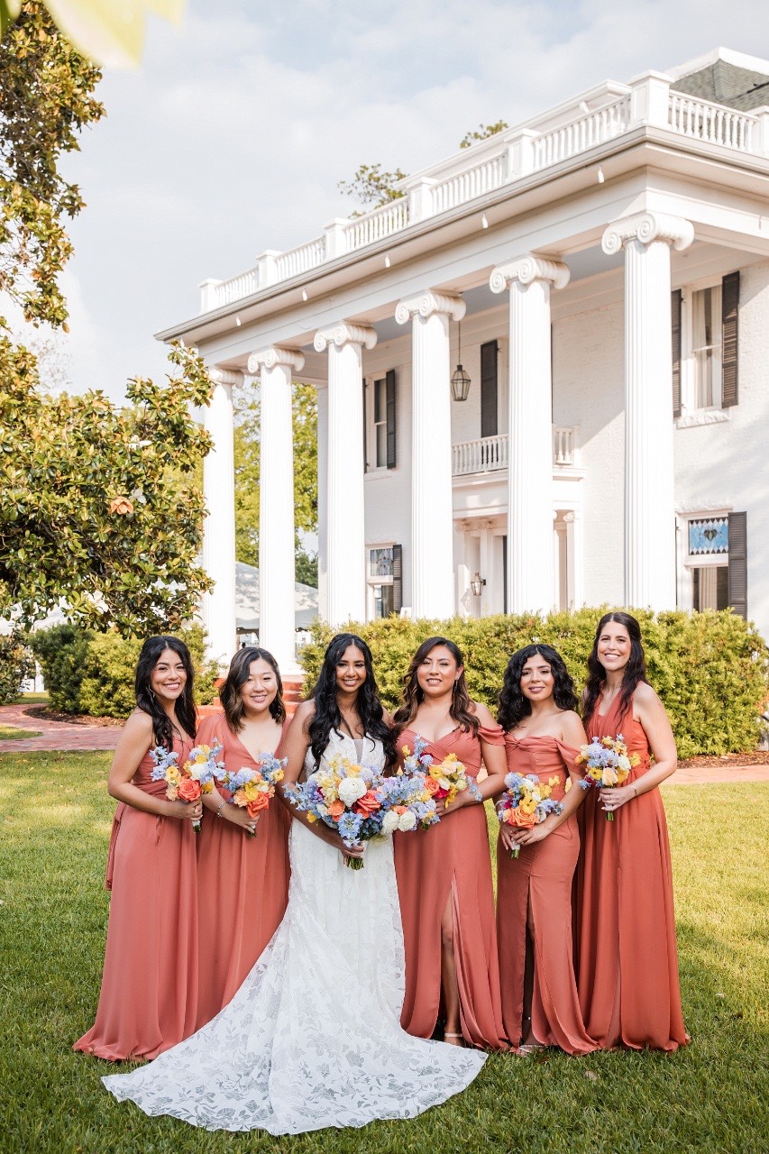 Full length portrait of bride N at Round Rock wedding venue
