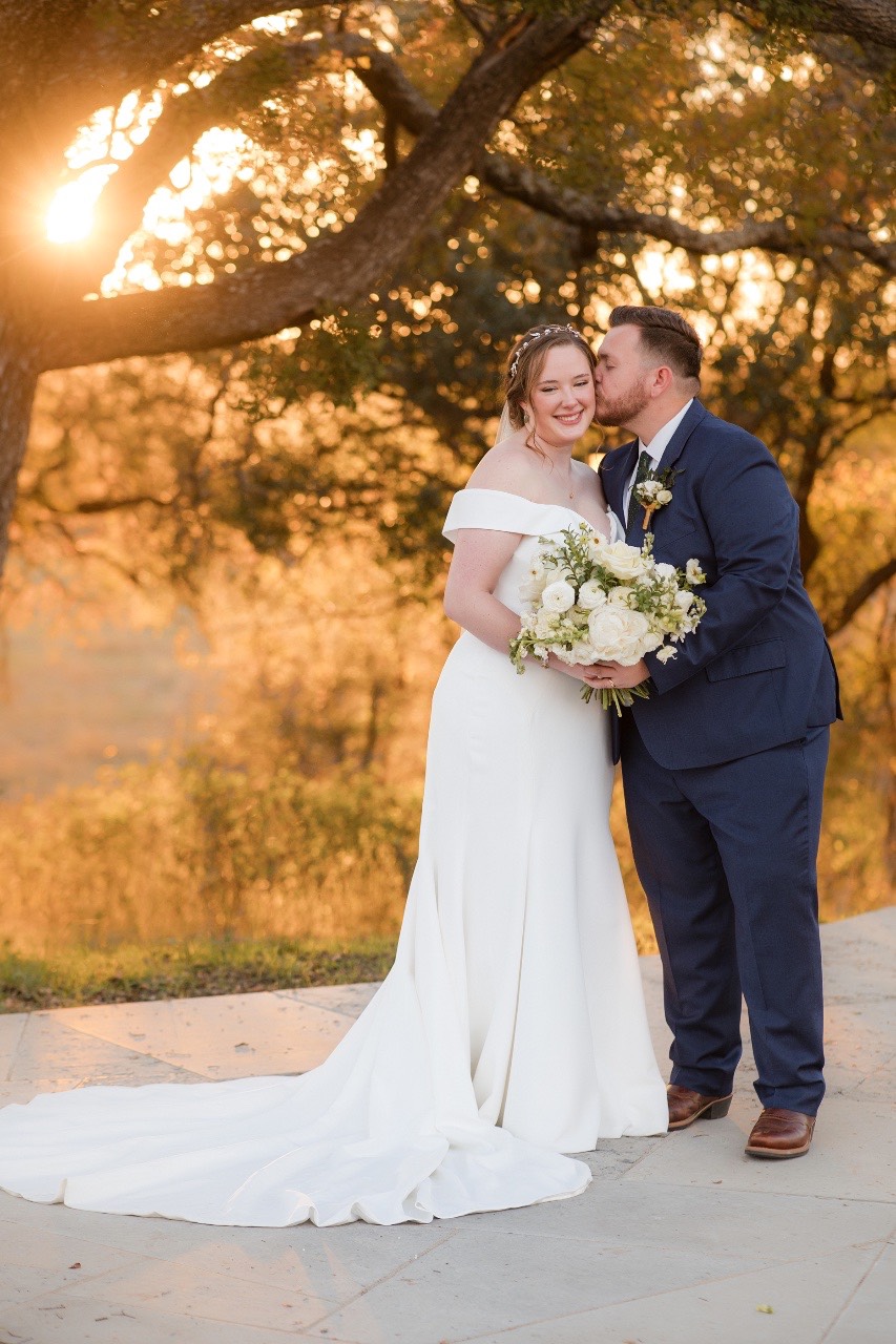 Bride and groom laugh during their first dance at Highpointe Estate wedding.