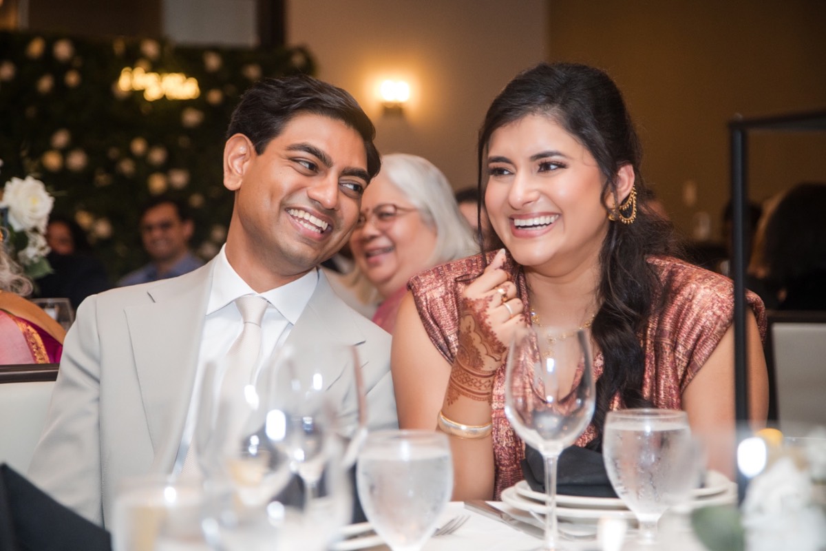 M and R's first kiss as married couple at Renaissance Austin Hotel venue