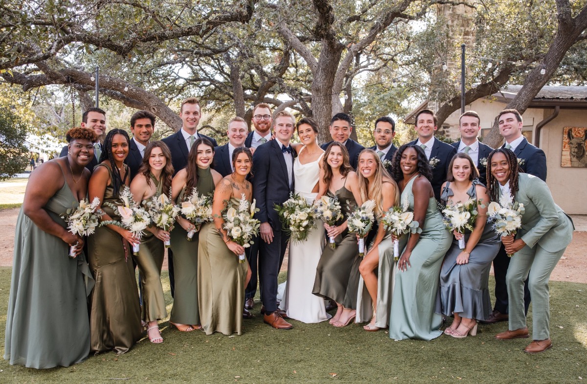 Wedding ceremony recessional with K and N at The Retreat at Balcones Springs
