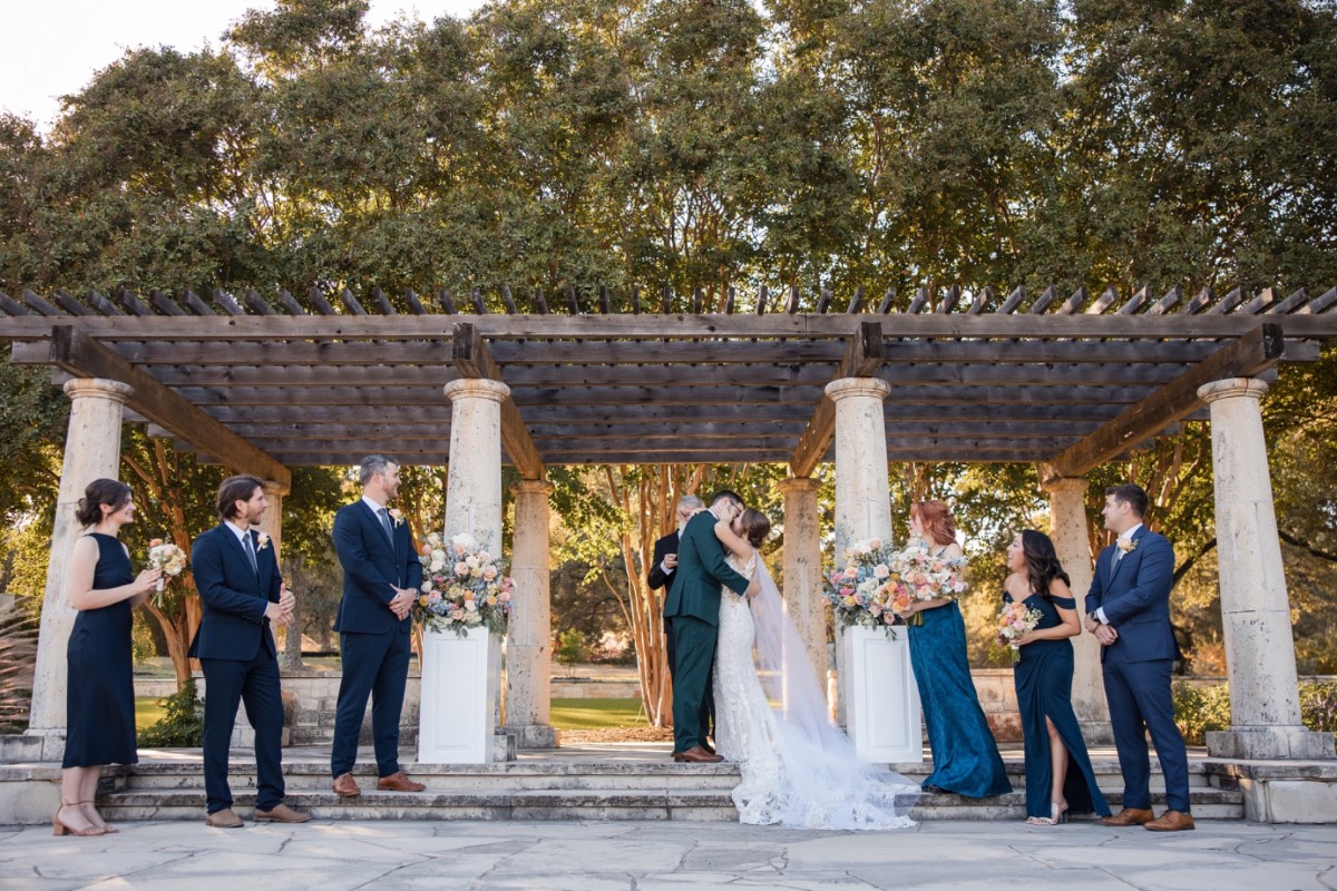 Close-up couple portrait at Garey House Georgetown Texas wedding venue