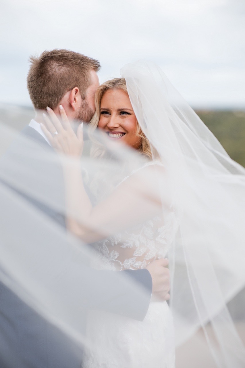 Ceremony setup at Canyonwood Ridge with winter outdoor wedding backdrop