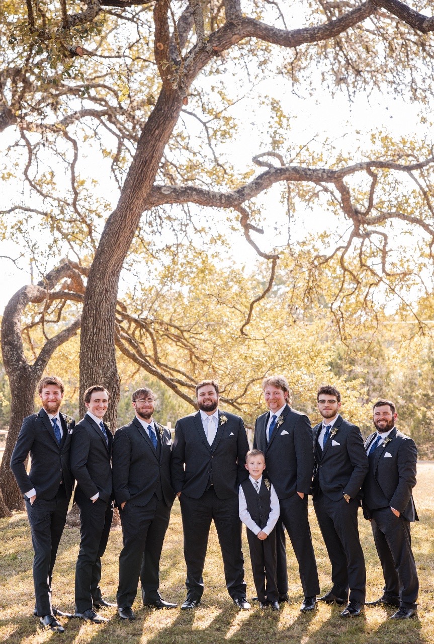 Bridal details including engagement ring and wedding bands at Old Glory Ranch Wimberley