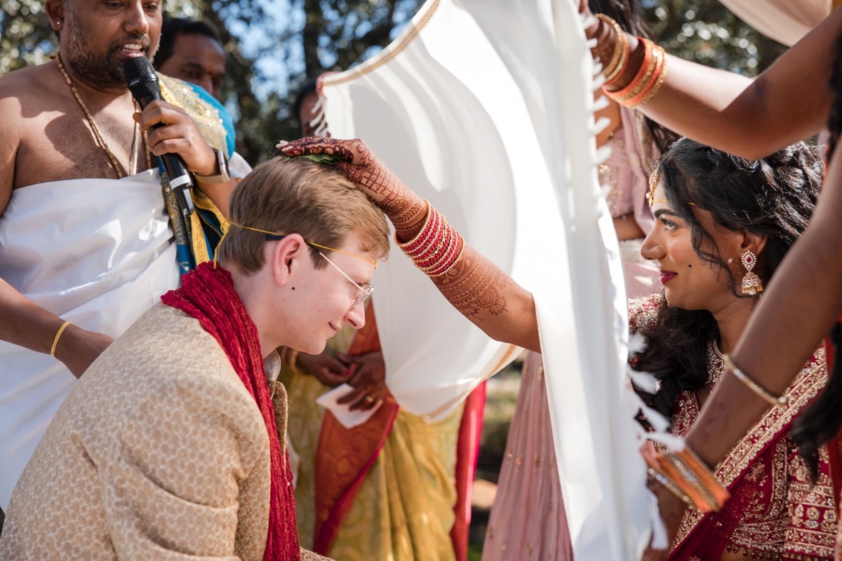 Bride and groom celebrating marriage at Two Streams One Heart Ranch