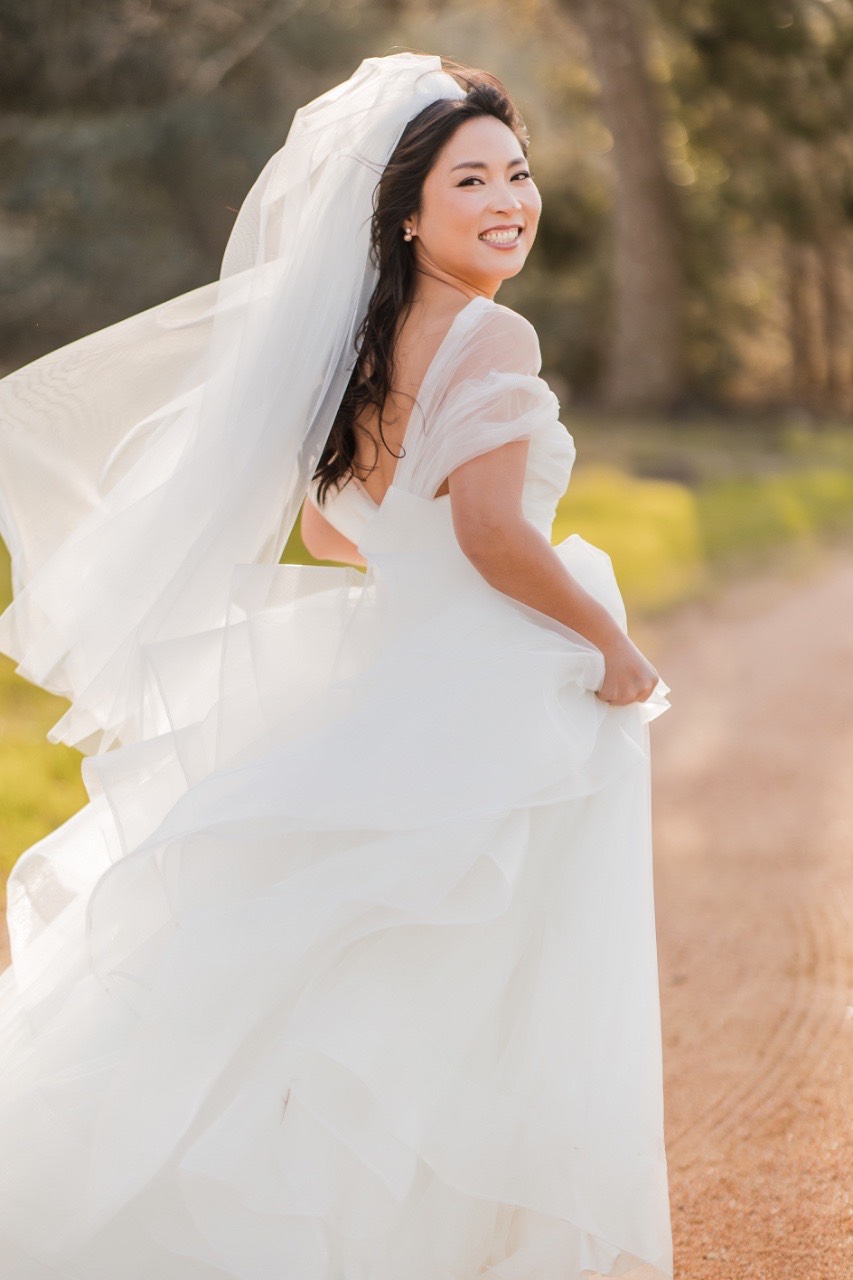 Sunset portrait session with couple L and M at Pecan Springs Ranch