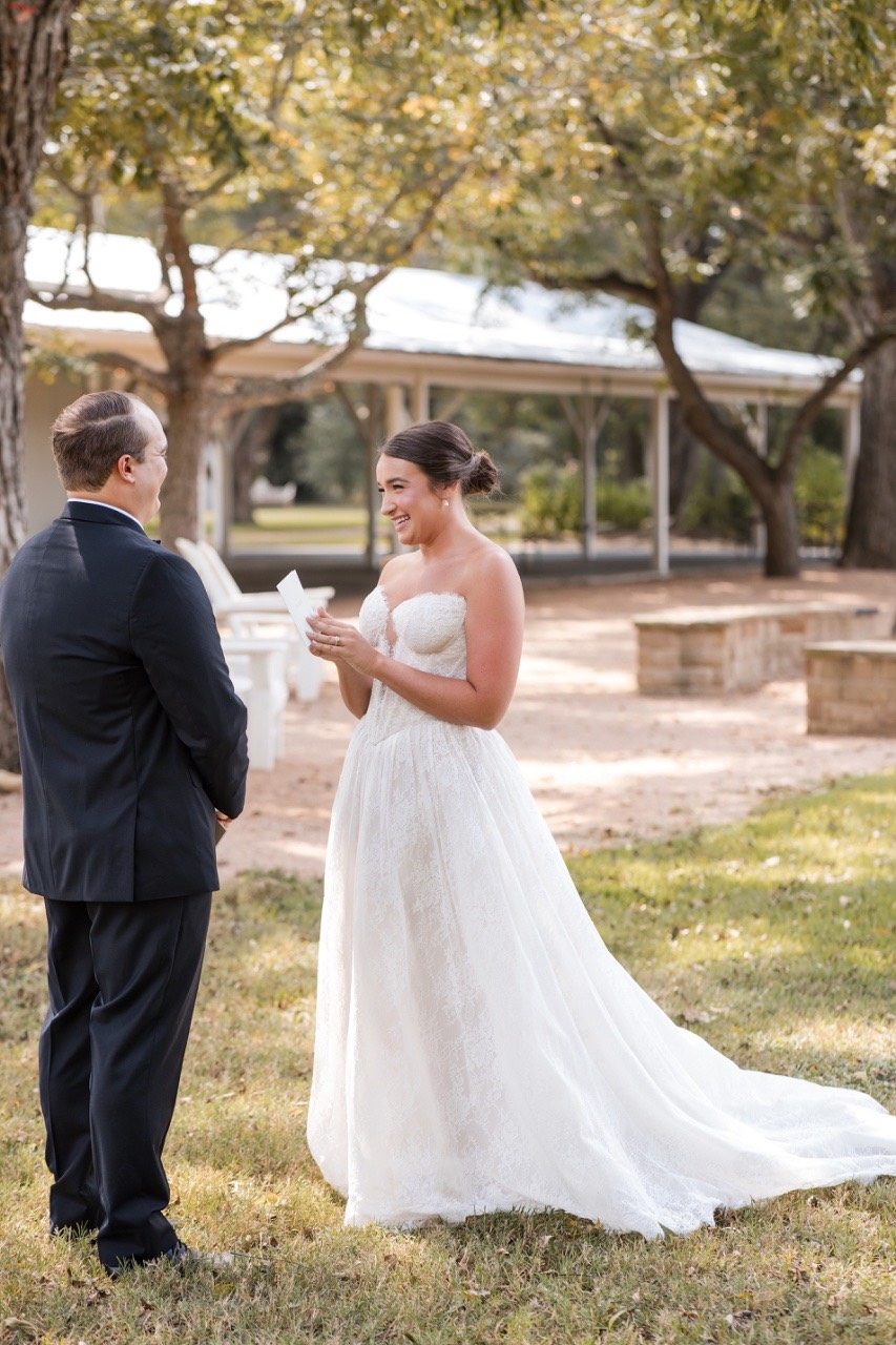 Outdoor lighting and ambiance at Pecan Springs Ranch evening reception