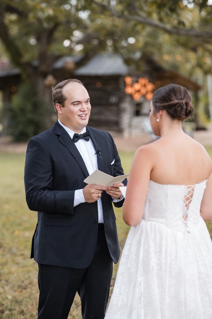 Toasts and speeches during Pecan Springs Ranch wedding reception dinner