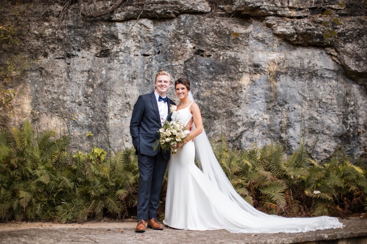 Close-up portrait of K and N during Balcones Springs wedding photography session