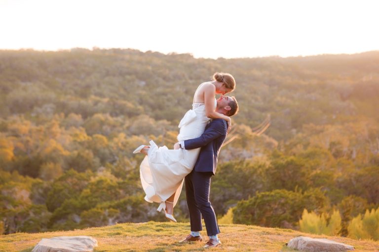 sunset at Canyonwood Ridge wedding venue in dripping springs tx