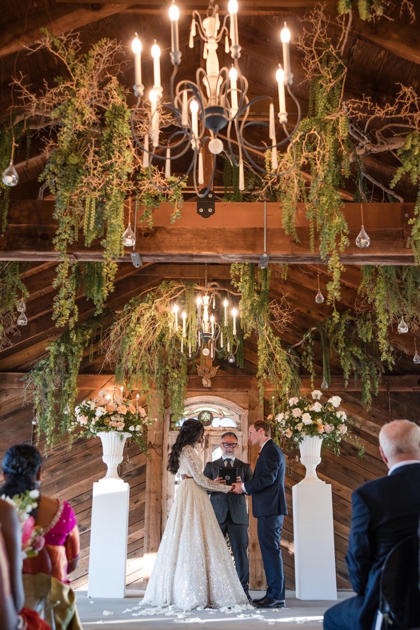 Couple standing together at Two Hearts One Stream wedding in Texas