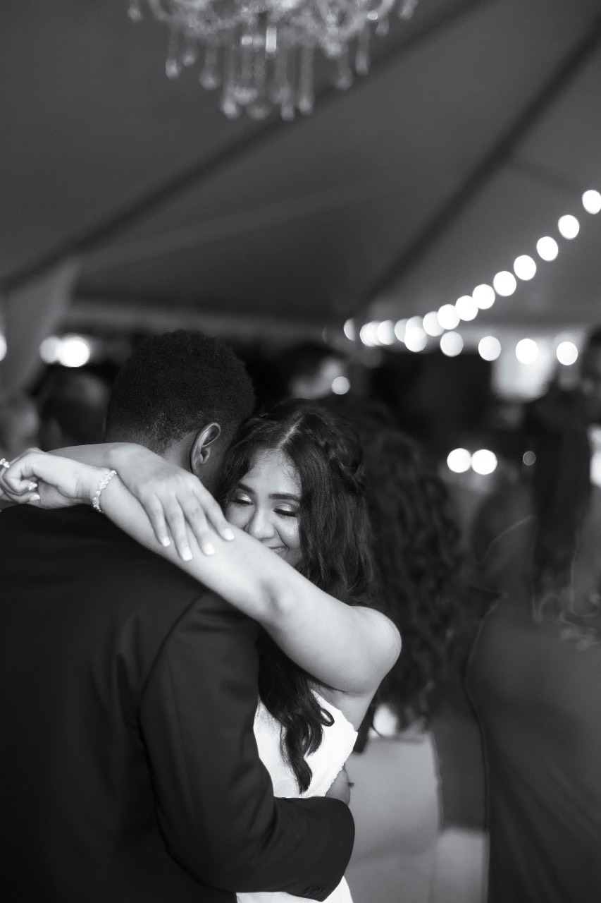 Bride N mingling with guests during cocktail hour at venue