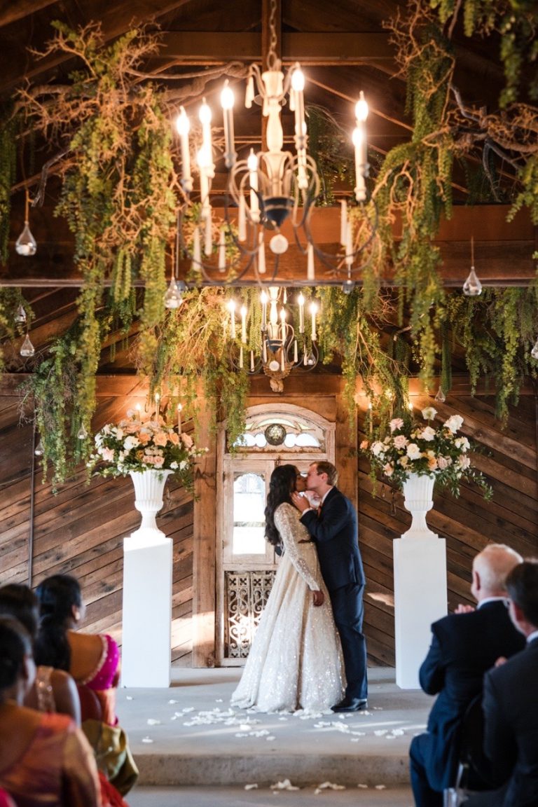 Romantic portraits of newlyweds Sreya and Colton at Spicewood location
