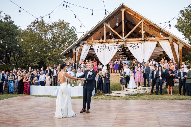 Reception table setup by An Event To Remember at The Retreat at Balcones Springs