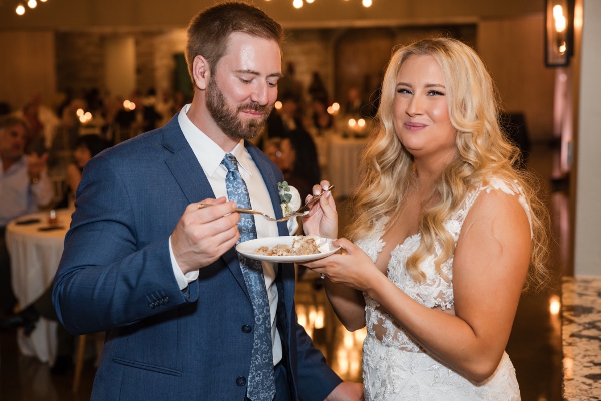 Bride and groom walking together at Canyonwood Ridge Texas venue