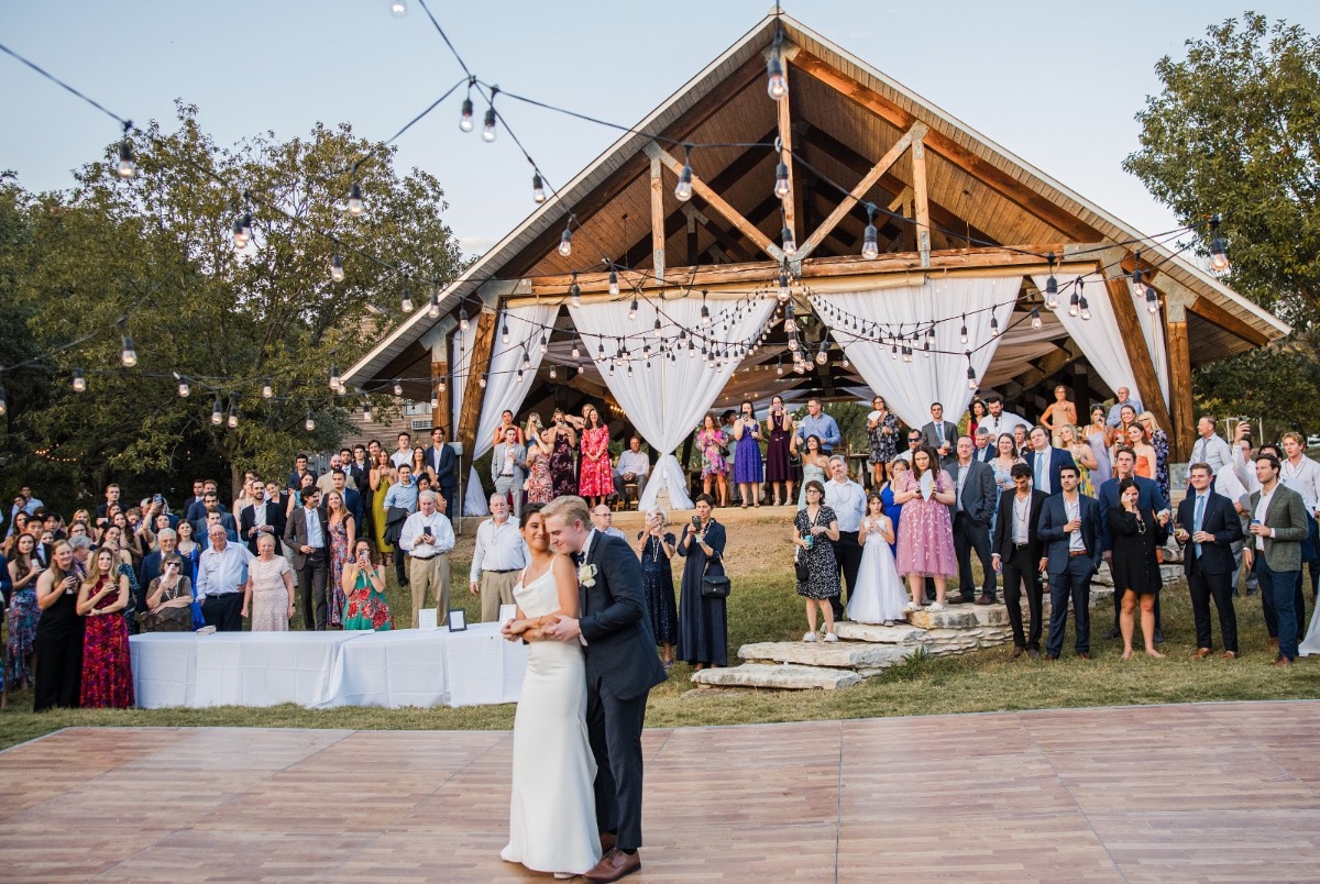 Floral centerpieces designed by An Event To Remember for Marble Falls wedding