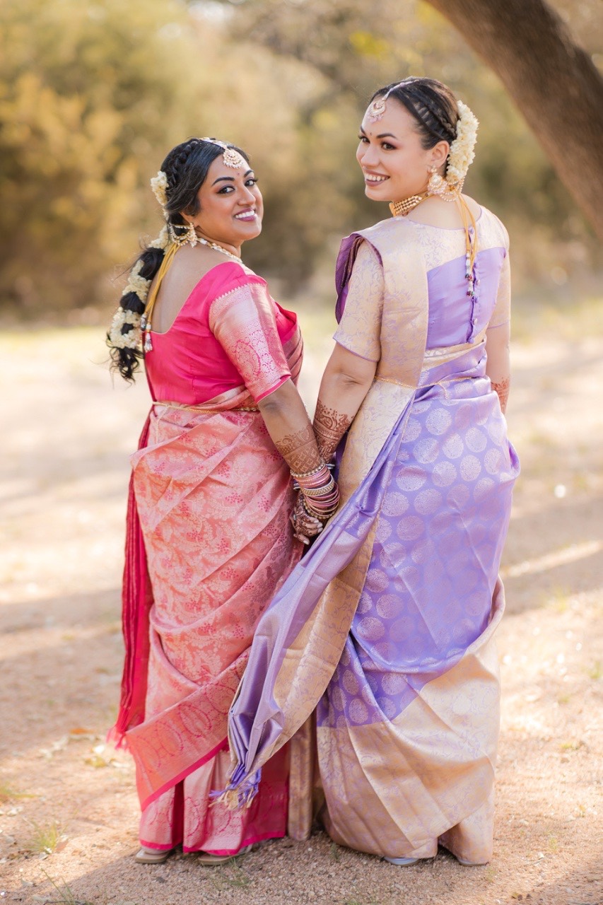 LGBTQ brides before their Indian wedding ceremony in Austin tx