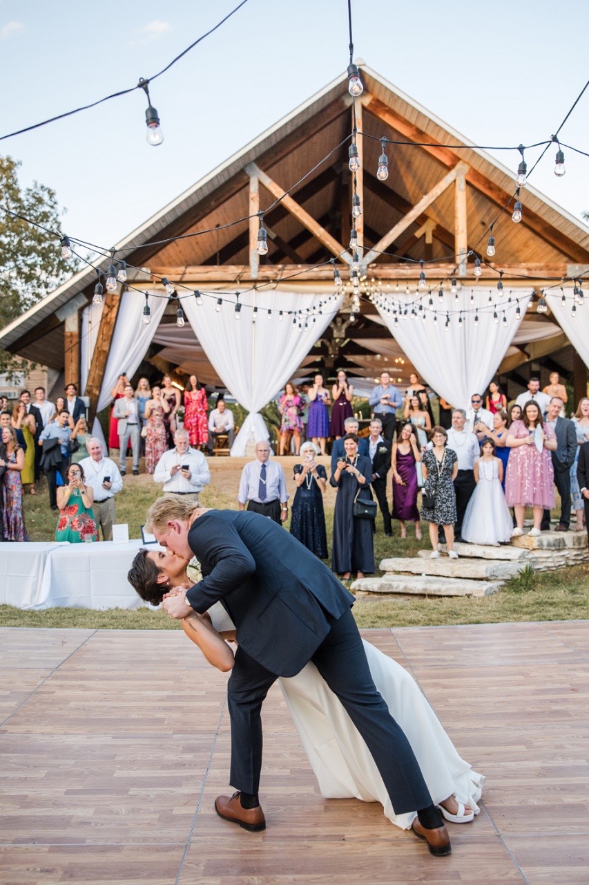 First dance between bride and groom at Balcones Springs wedding reception