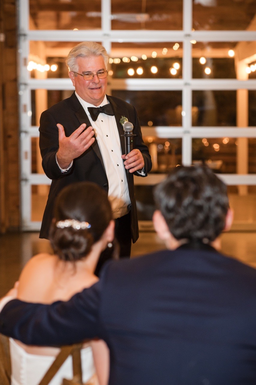 K and J toasts and speeches at The Addison Grove wedding reception Austin
