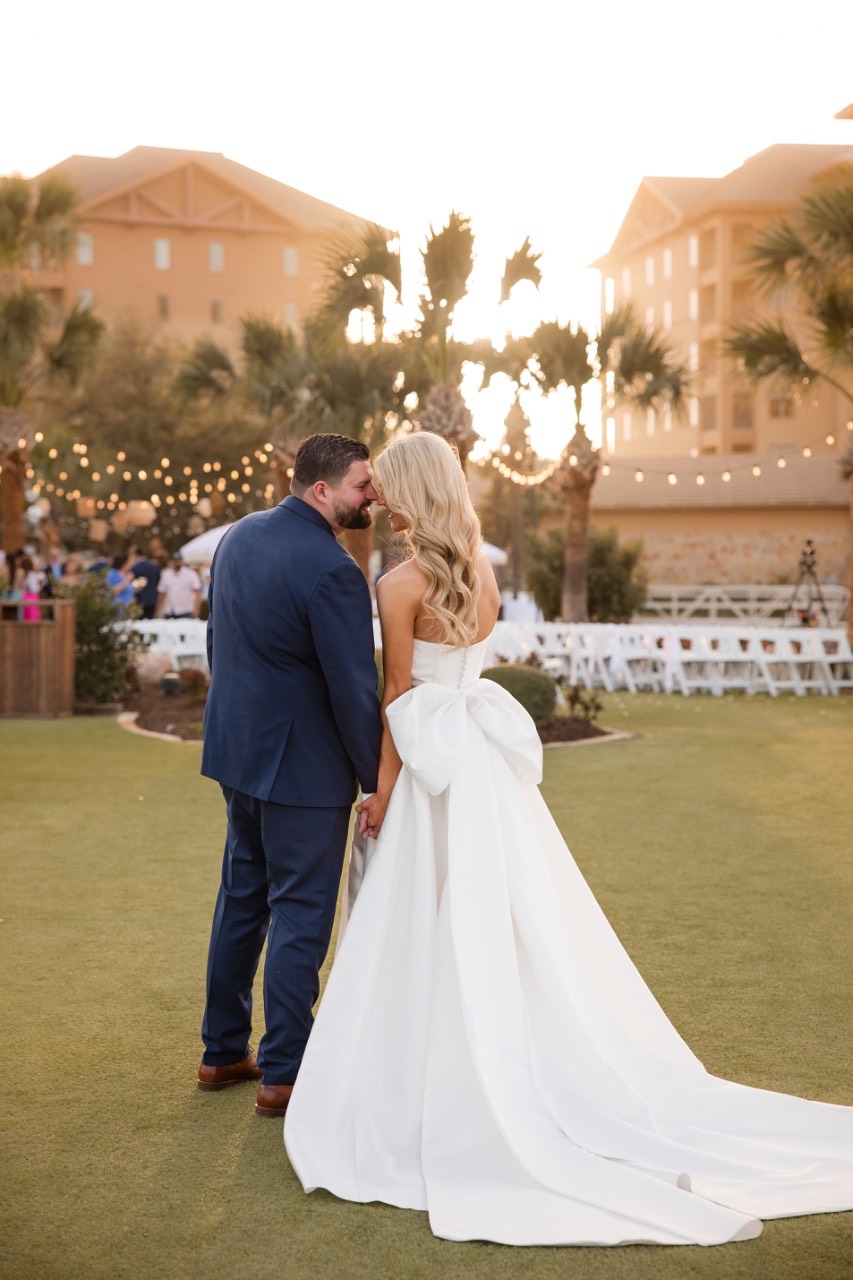 Wedding party gathers for group photos at Horseshoe Bay Resort venue
