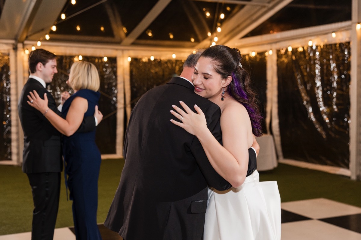 Bride and groom first dance at Woodbine Mansion wedding reception