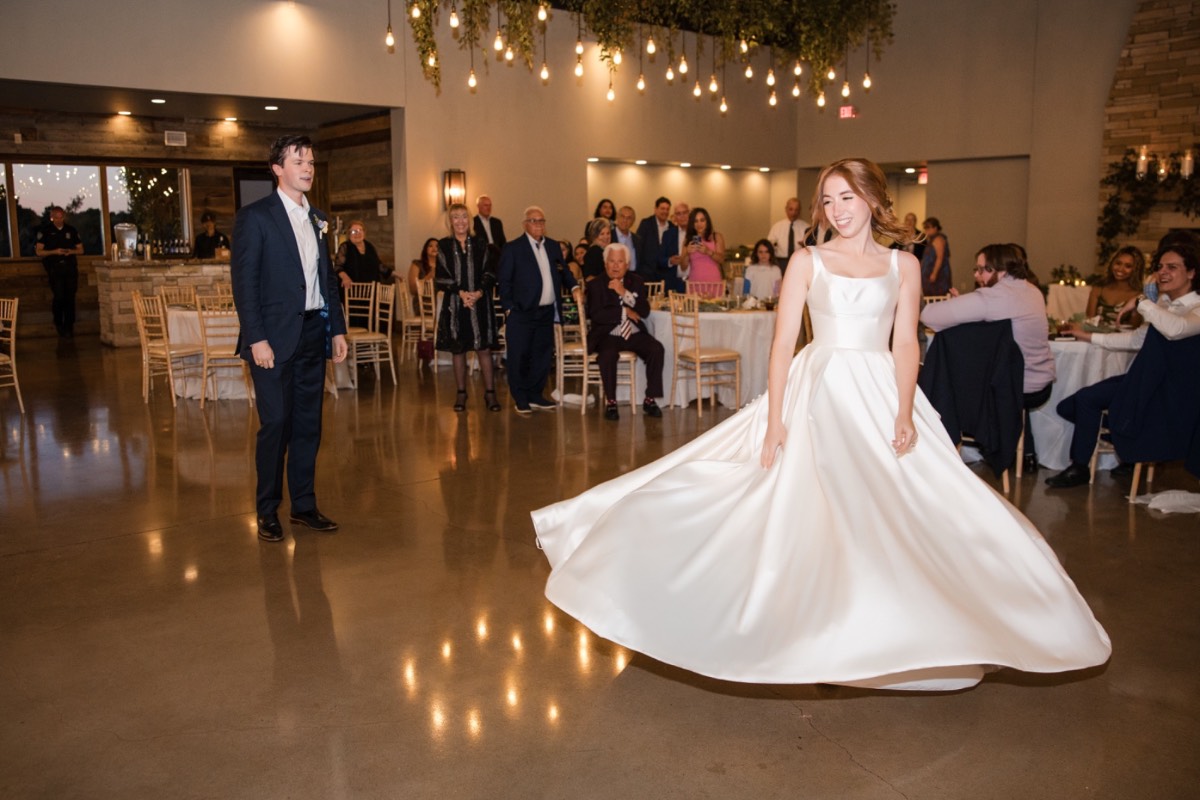 Reception table setup for O and C's Canyonwood Ridge wedding in Dripping Springs