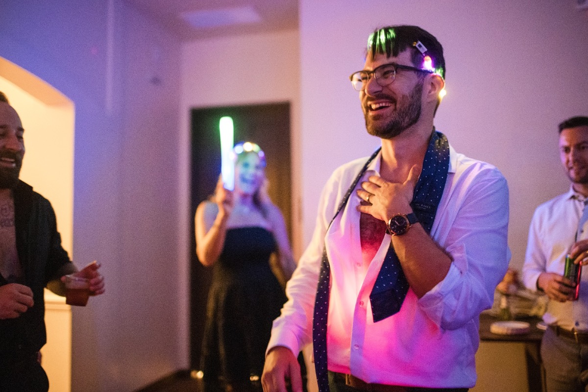 Sparkler exit of bride and groom from Garey House Georgetown wedding